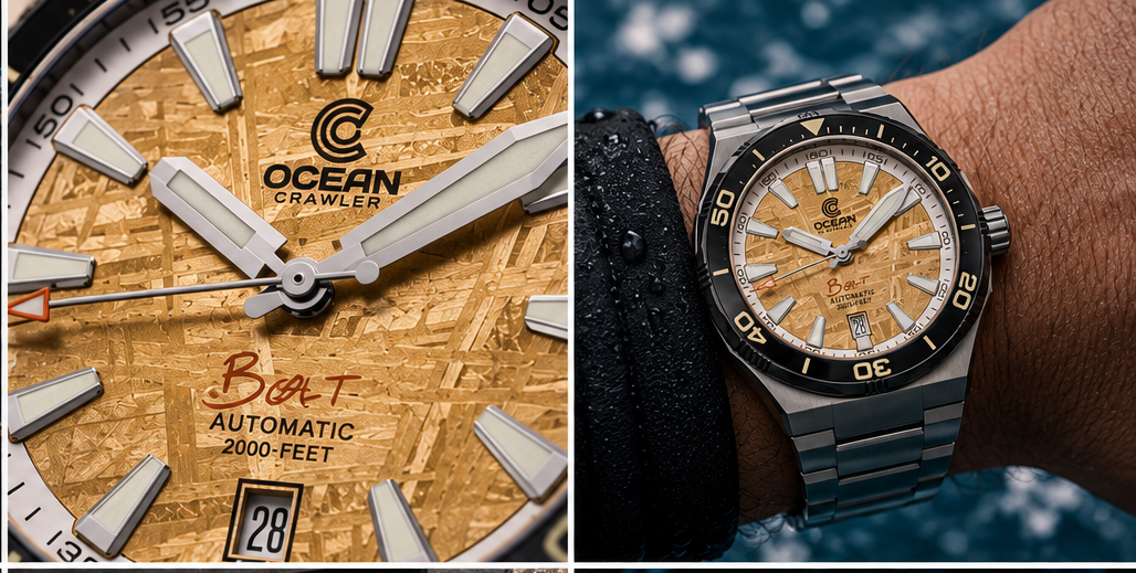 Ocean Crawler Unveils Space Gold Meteorite Dial on the Bolt